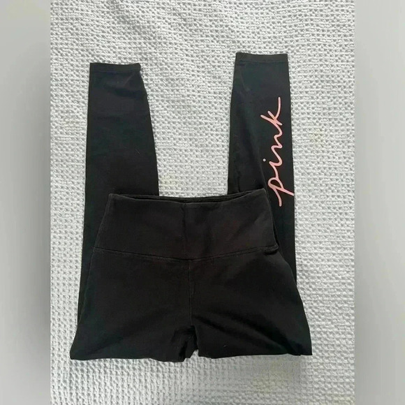 PINK Victoria's Secret Pants - Victoria Secret High Waisted Leggings size M with pink written down right calf